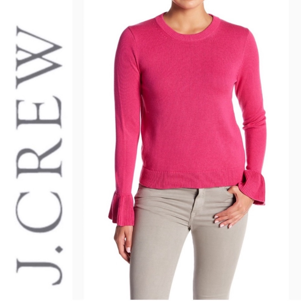 J. Crew Cotton Ruffle Cuff Sweater M